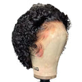 Black human hair pixie wig with lace cover in 13x1 colour