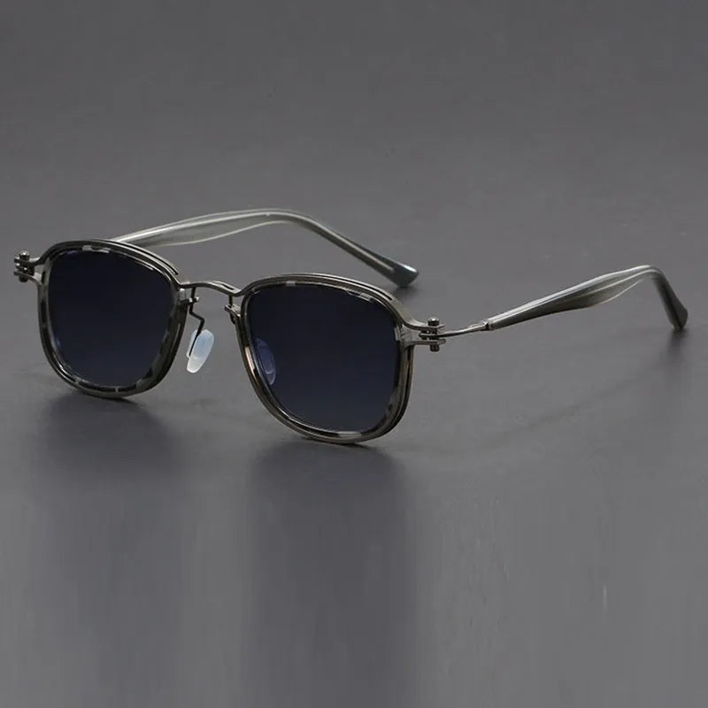 Retro square frame metal sunglasses with AC lenses in Black Gold Full Gray colour option