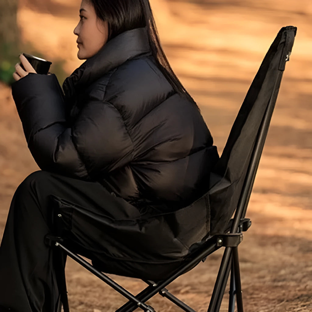 Night Black portable camping recliner folding chair with thickened Oxford cloth fabric