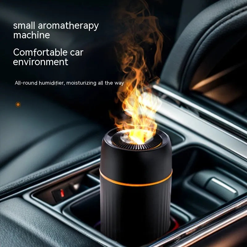 Black or white car flame aroma diffuser automatic sprayer measuring 70x70x143mm