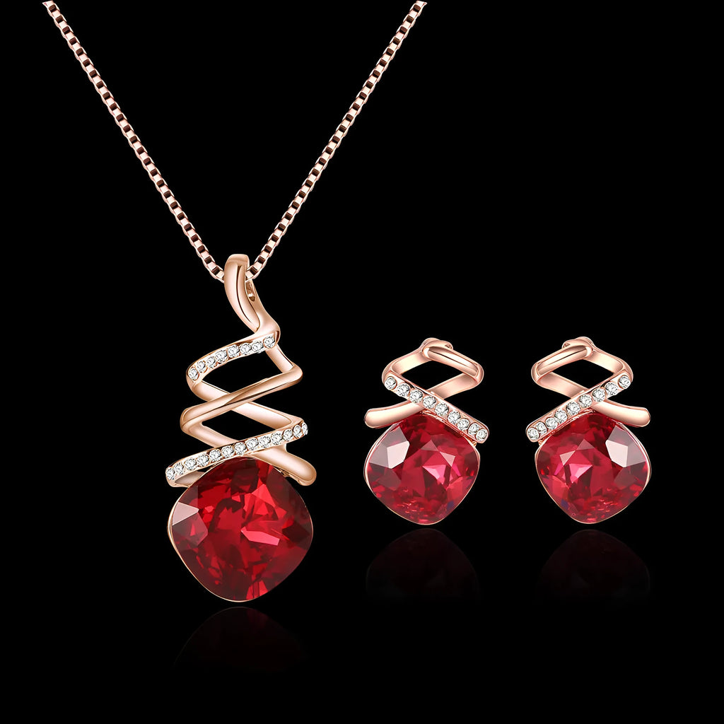 Women's alloy bridal jewellery set with necklace and earrings, water wave chain, colour 61172321