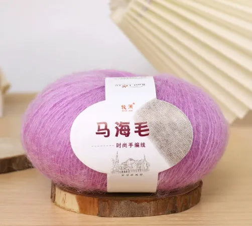 Hand-woven mohair wool ball for DIY scarf knitting projects in multiple colour options