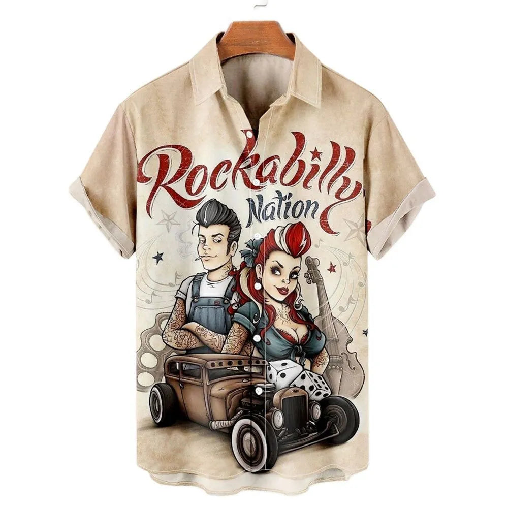 Men's slim fit floral print beach shirt with 3D digital pattern on polyester fabric