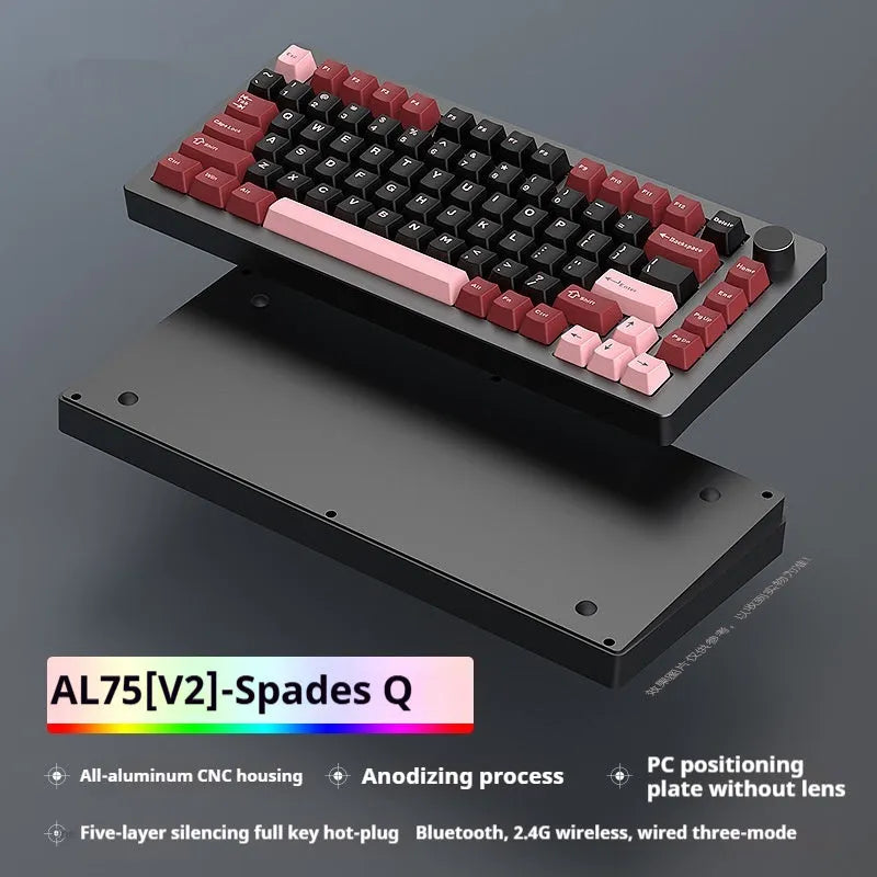 Heiji Snake aluminum mechanical keyboard kit with key puller and USB receiver on dark surface