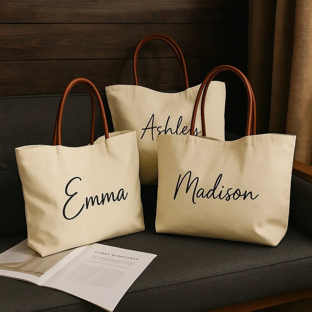 Canvas tote bag with reinforced handles in beige white or white colour options