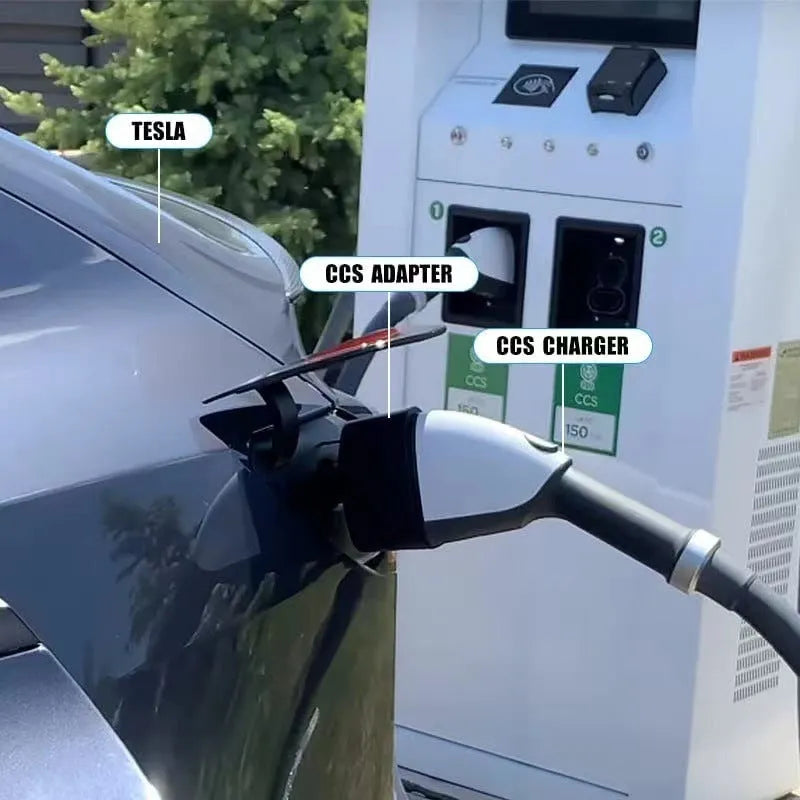 Black Tesla 80A charging plug conversion head adapter for EV charging stations