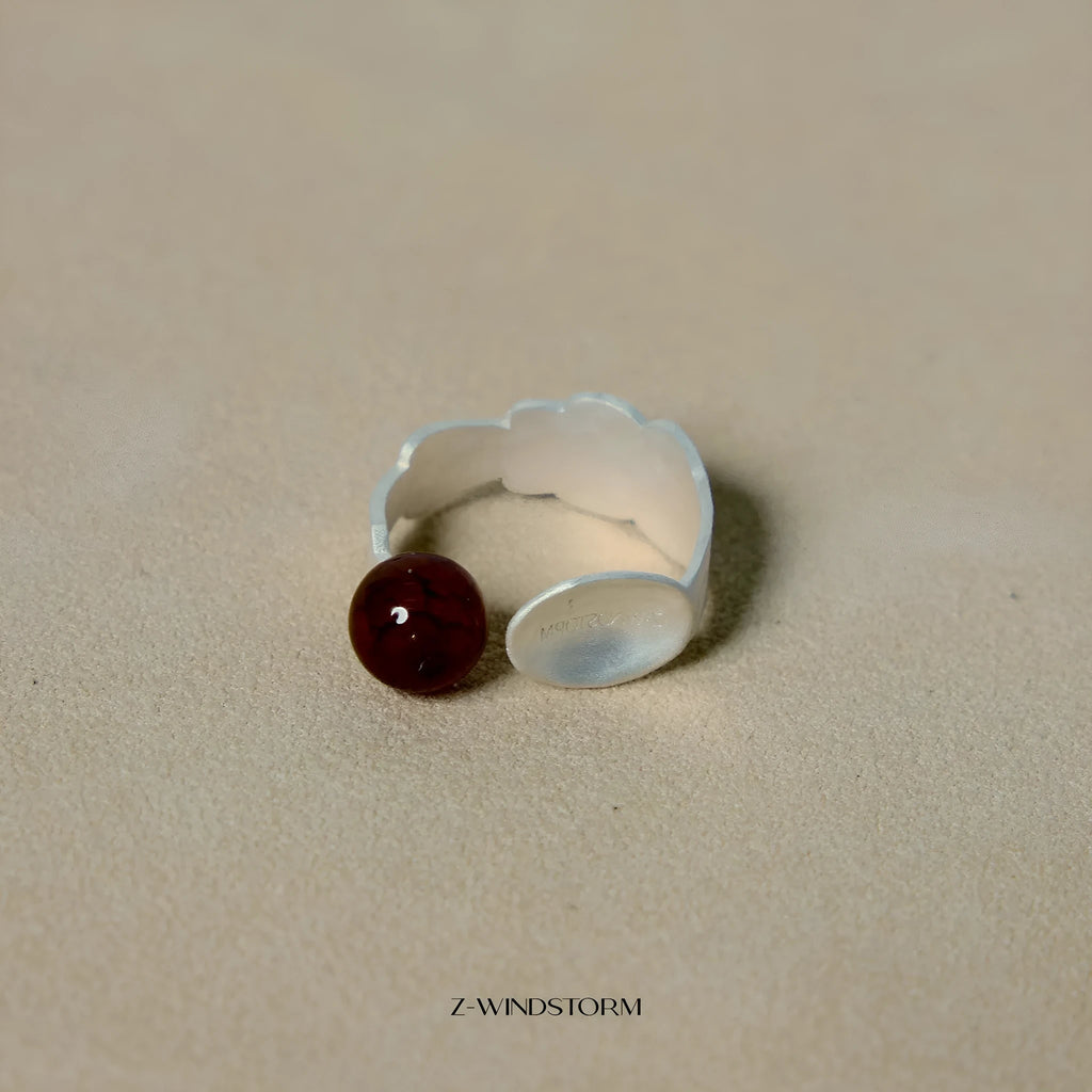 Small round spoon stewed pork motif ring and bracelet set in electroplated alloy
