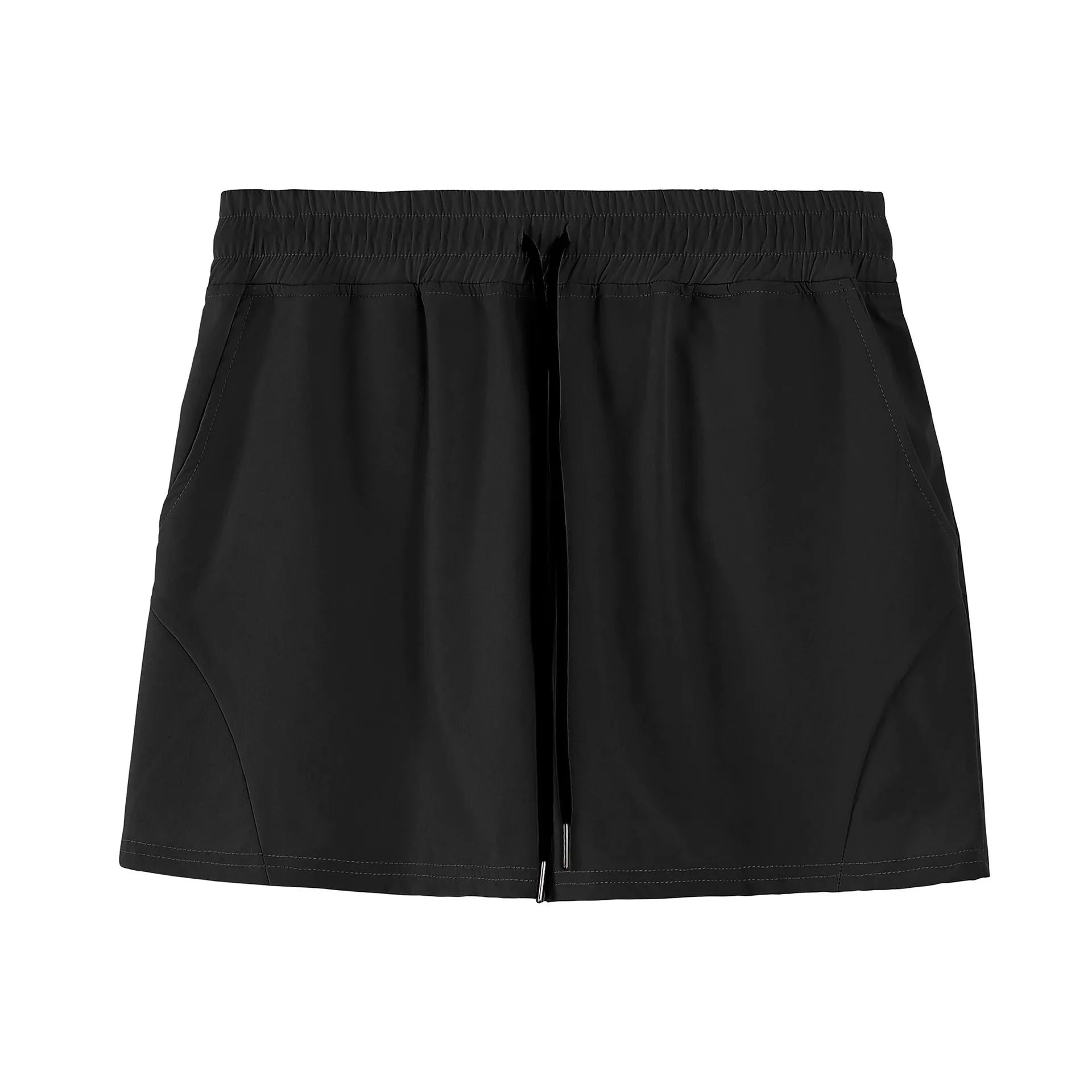 Men's thin grey polyester basketball shorts with an elastic waistband for summer sports.