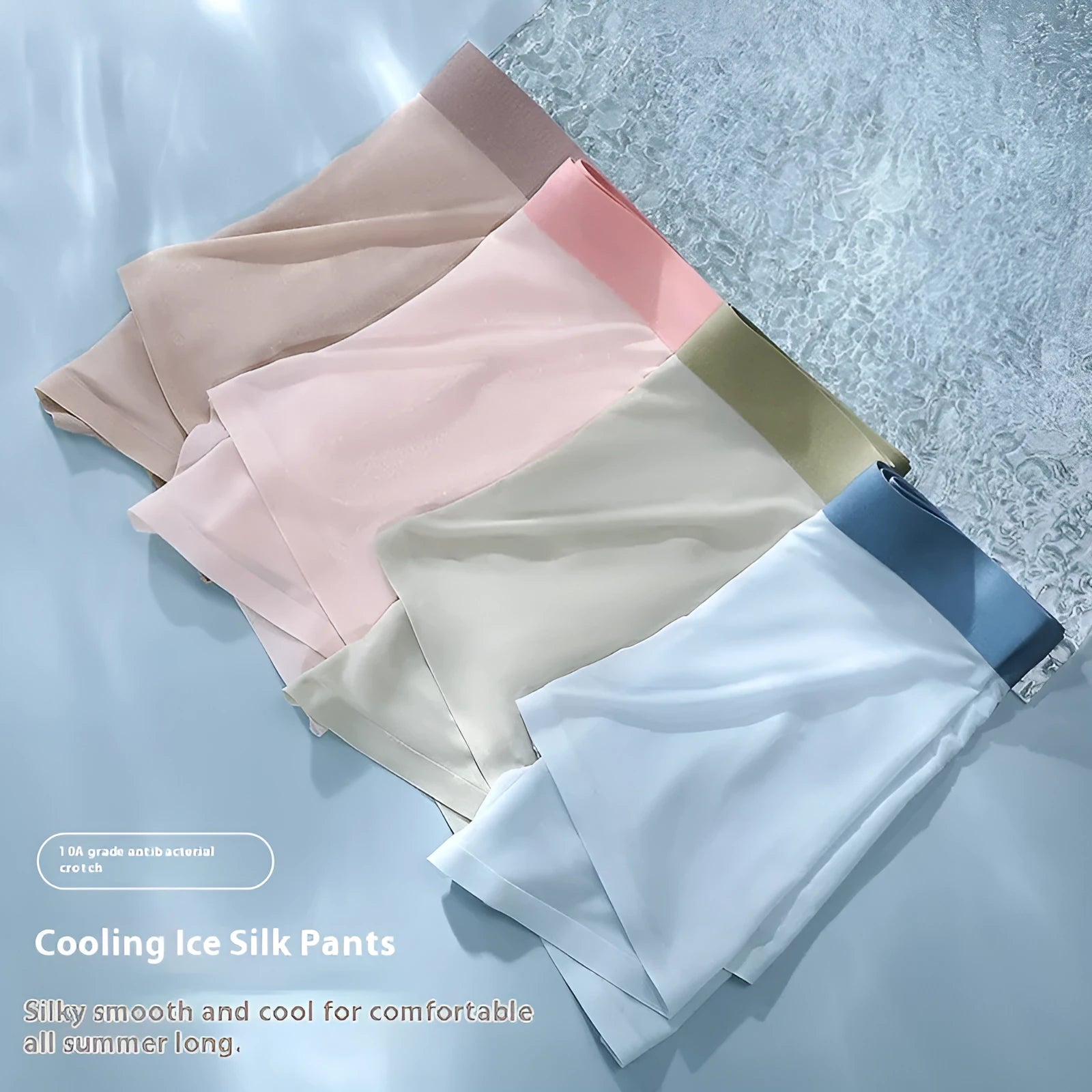 Men's ice silk shorts in bean green colour with seamless mid waist design.
