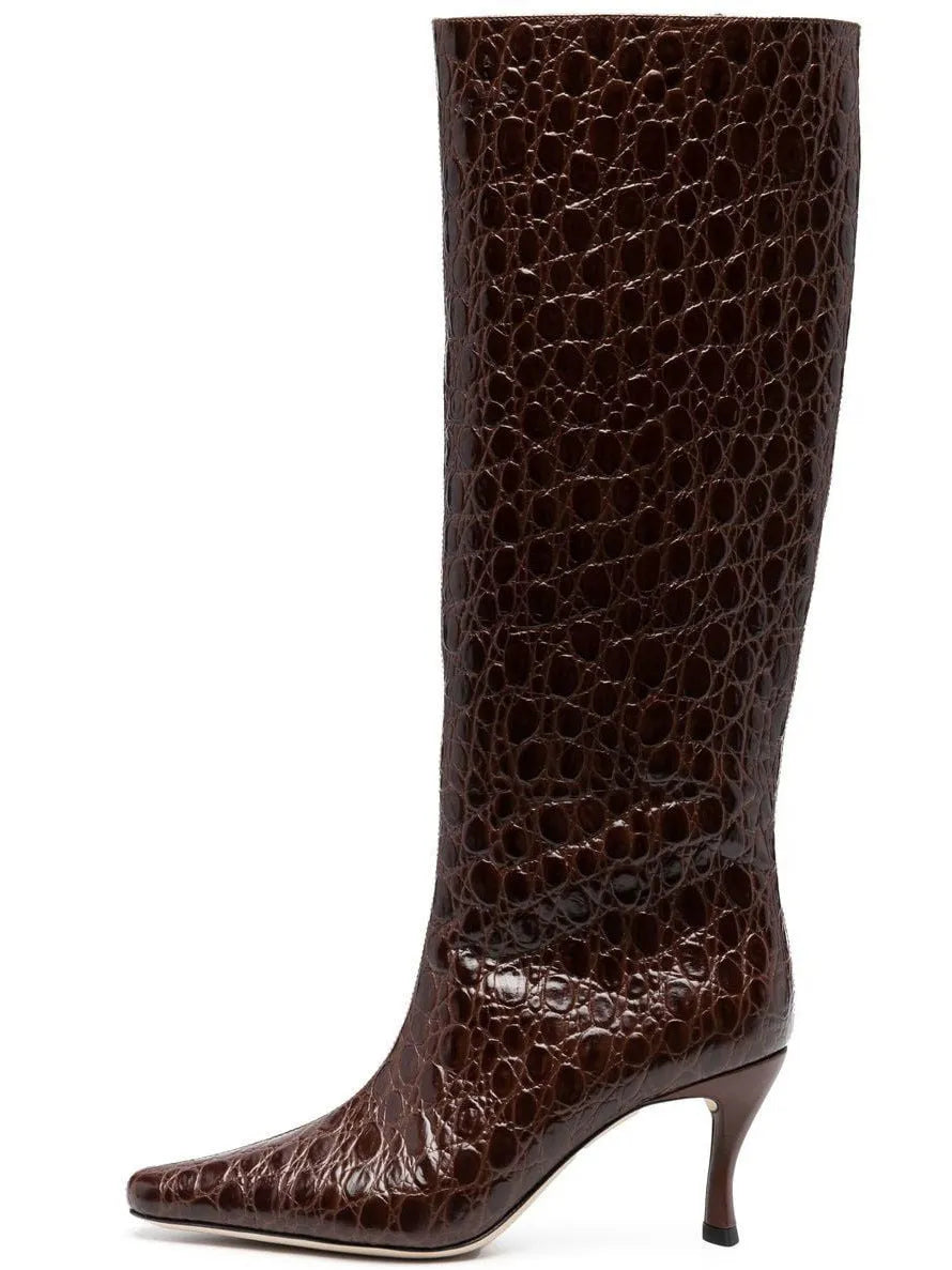 Women's square toe ankle cowboy boots in microfiber, shown in one of the available colours.