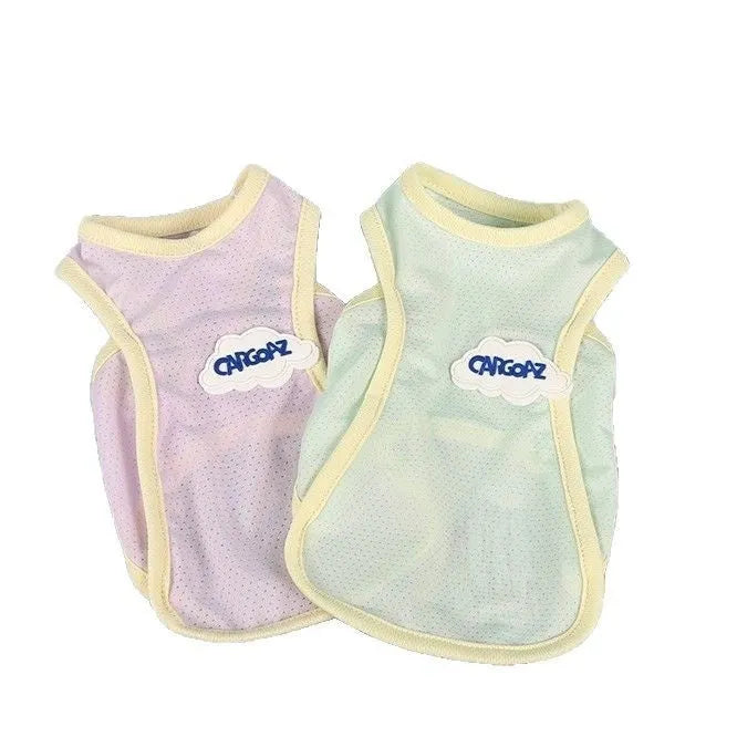 Grass green anti-lint cat summer vest in polyester sports style