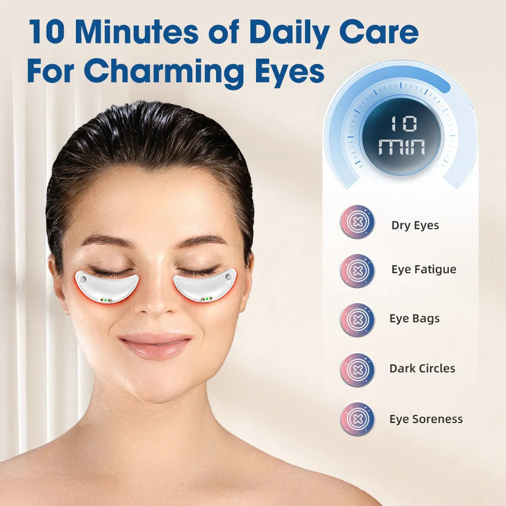 White wireless red light EMS facial beauty device for eye and face massage treatments