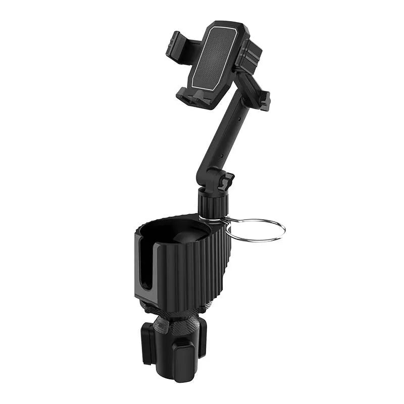 Green car cup holder organiser with phone holder and drink storage compartment
