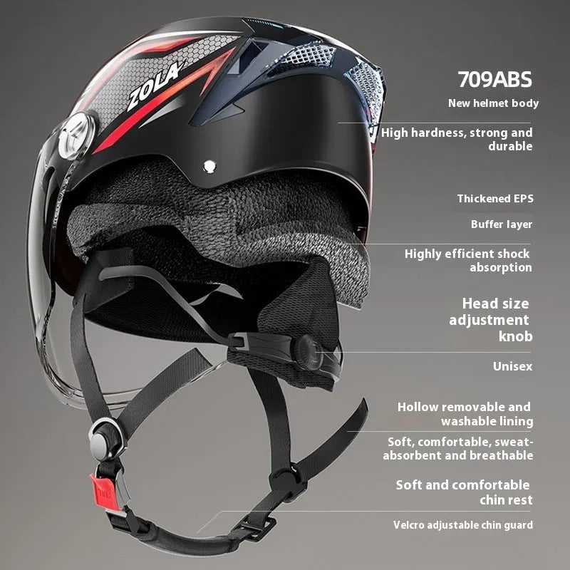Children's 3C certified battery motorcycle half helmet in various colour options with mirror finishes