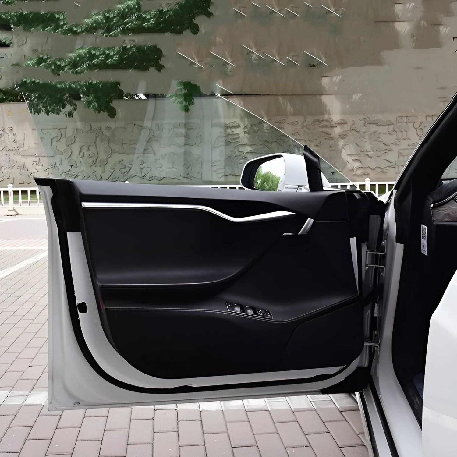 Tesla Model S carbon fibre protective film kit for car door interior panels