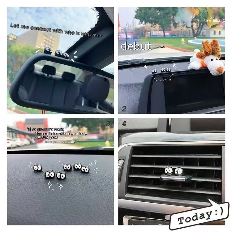 Small black coal cartoon resin decoration for car interiors with traceless glue tape
