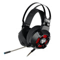 Black FANTECH HG11 USB gaming headset with RGB LED lights and a remote control on its cable.