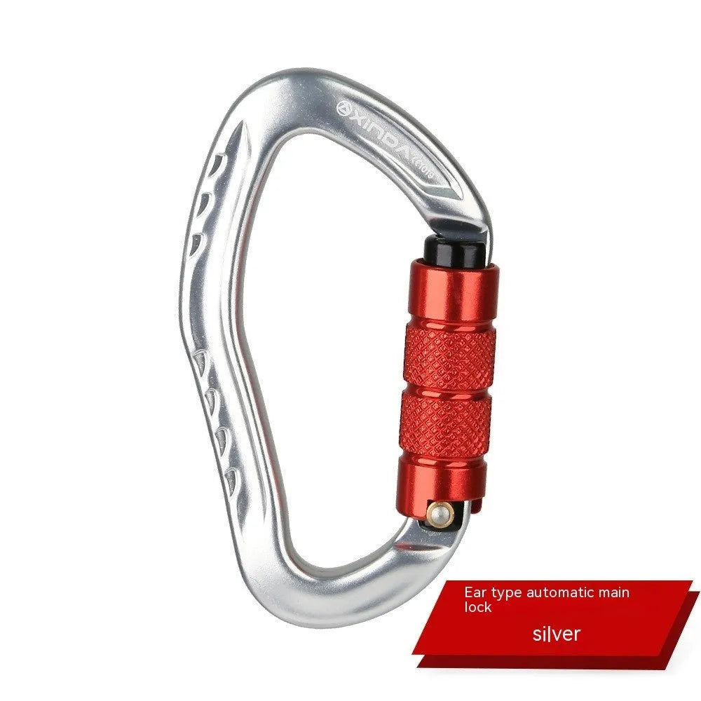 Automatic lock climbing carabiner in five colour options for outdoor rock climbing equipment