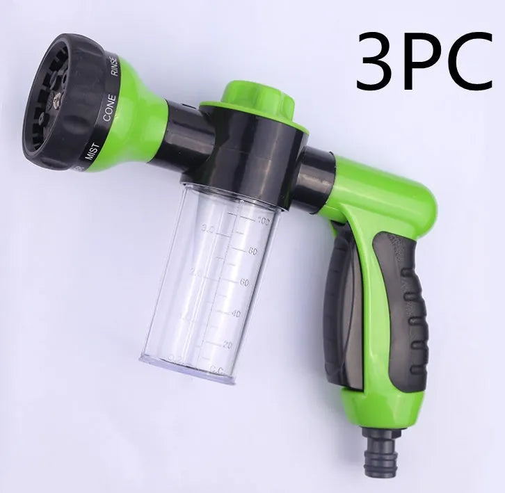 Green high pressure foam spray gun with adjustable nozzle for car washing and garden watering