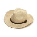 Men's foldable wide-brim straw sun hat in beige colour for summer outdoor use