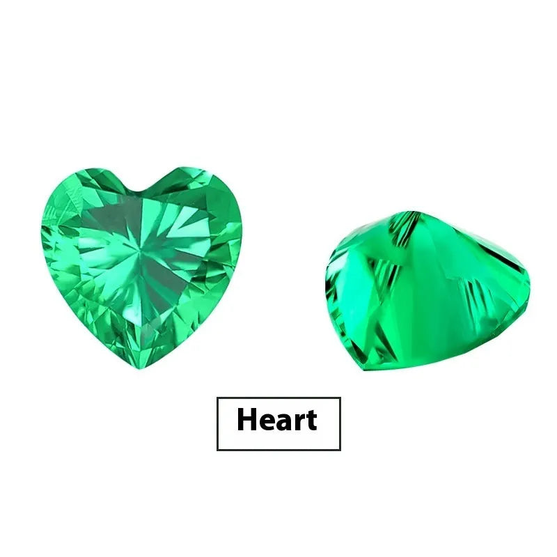 Cultivated emerald gemstone in Columbia green treasure colour showing round and rectangular cuts