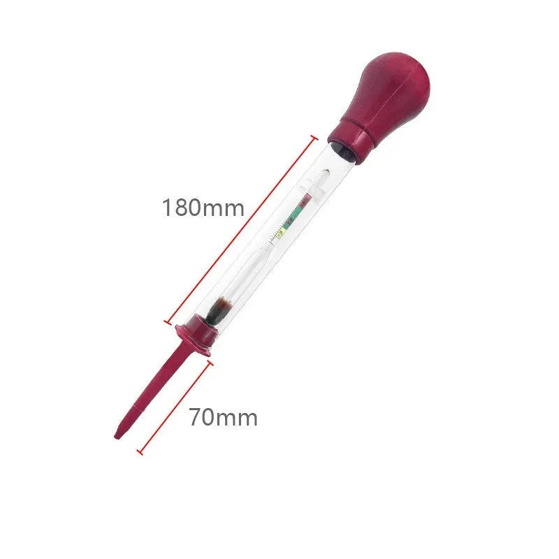 Electrohydraulic hydrometer for automotive battery electrolyte density measurement with glass construction