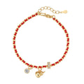 New Chinese style 925 sterling silver bracelet women woven red rope hexagon gold colour