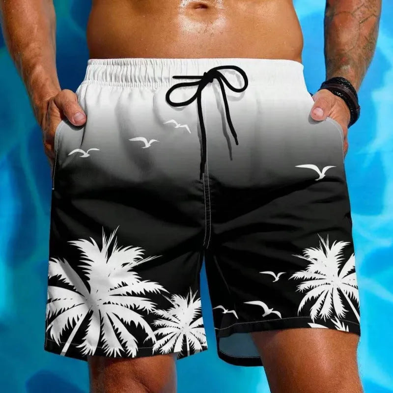 Men's loose board swimming trunks in polyester fiber with ethnic style design available in multiple colours