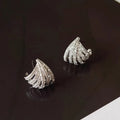Women's geometric line design earrings with zircon stones in electroplated platinum colour