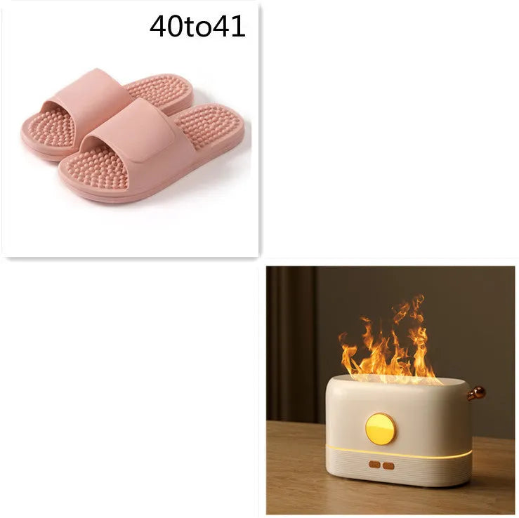Black USB desktop humidifier with flame-effect LED light and 200ml water tank