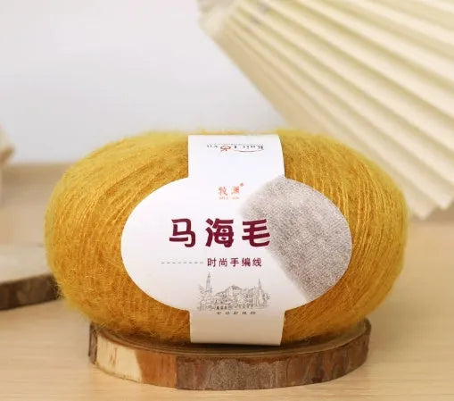 Hand-woven mohair wool ball for DIY scarf knitting projects in multiple colour options