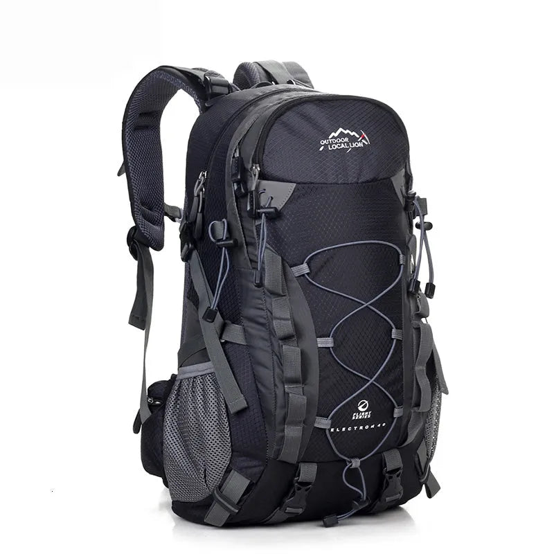 Polyester sports backpack in green showing 32cm width and 50cm height dimensions