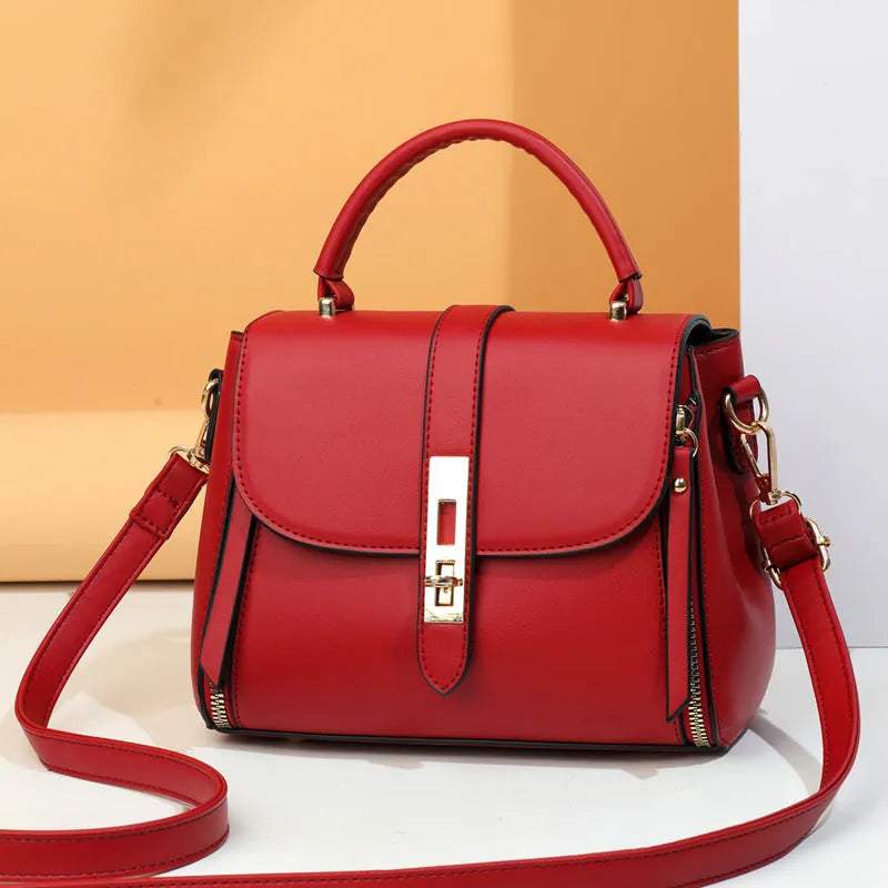 Soft black PU women's messenger shoulder bag with square vertical shape