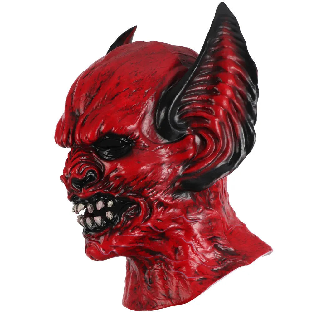 Red bat shaped party hood mask for horror costume dress up