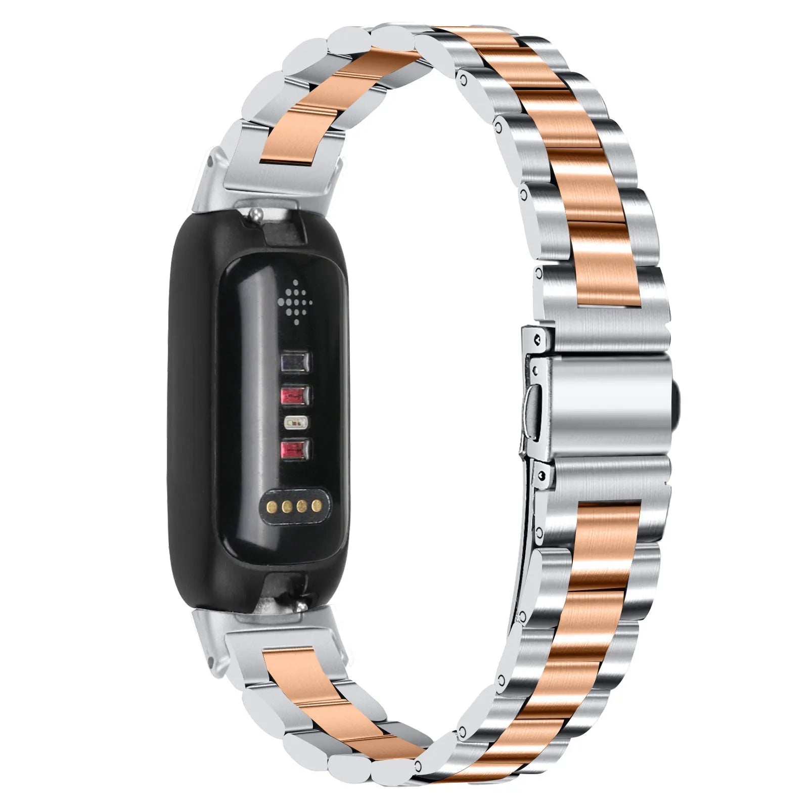 Stainless steel three-bead watch strap for Fitbit Inspire3 in multiple colour options