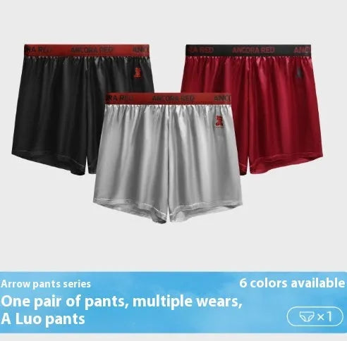 Men's solid colour boxer briefs in black, red, blue, silver, purple, and brown on a mid-waist fit.