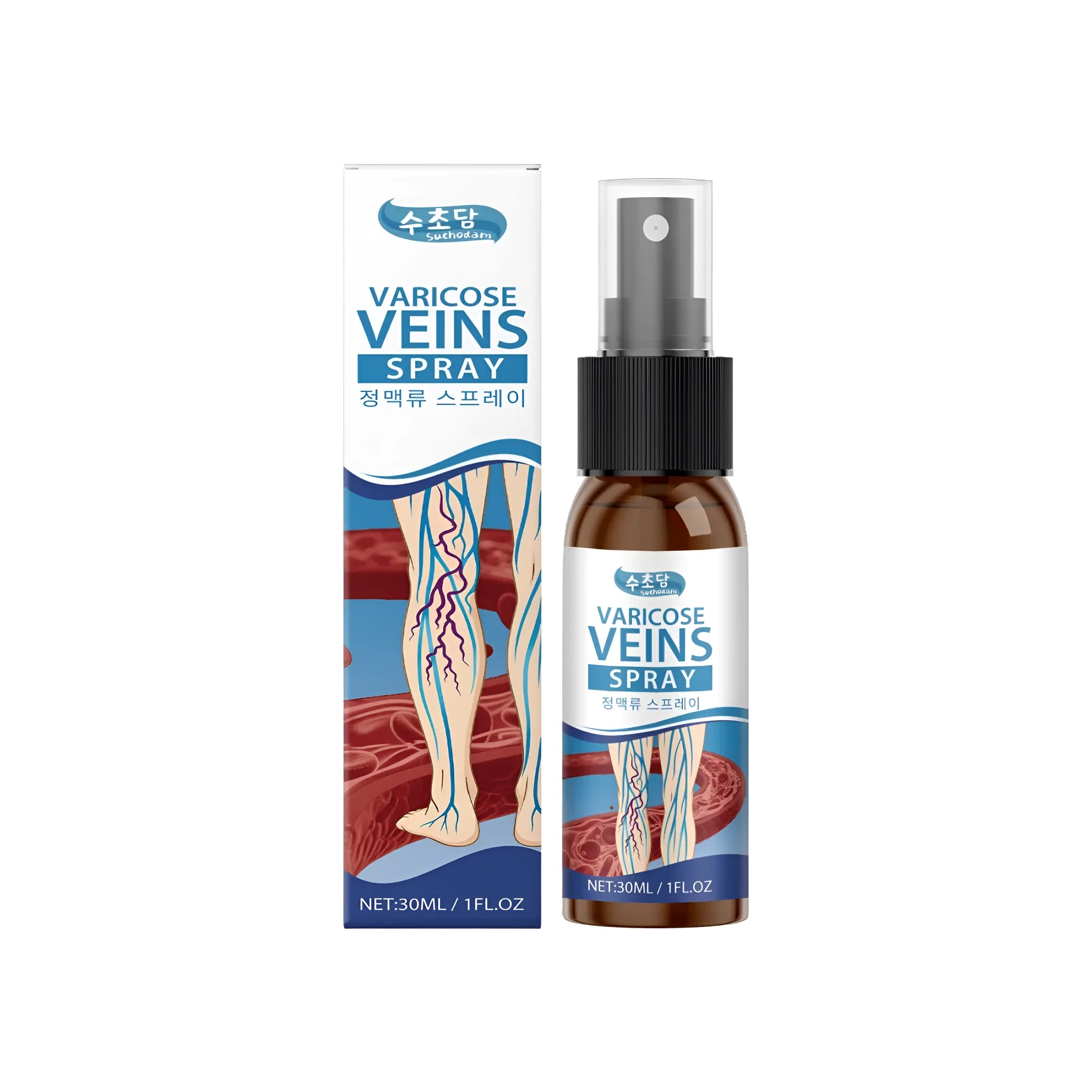 Leg Soothing Spray 30ml bottle with menthol and panthenol for cooling leg relief