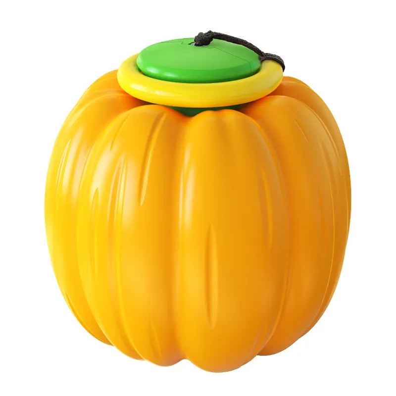 Plastic pumpkin-shaped squeaker dog ball for small dogs, 69mm diameter