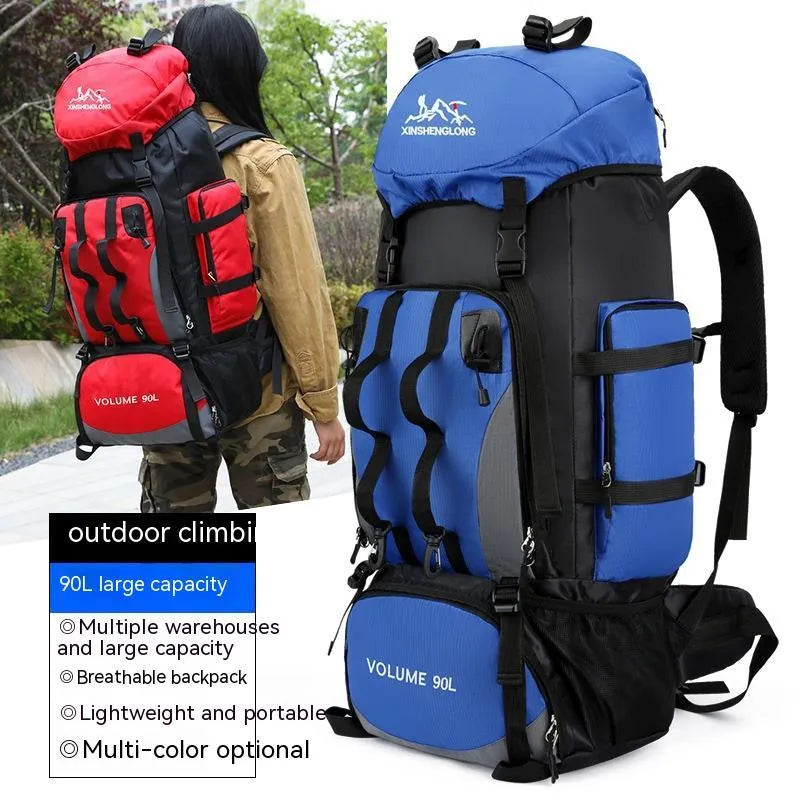 Outdoor hiking backpack for men in solid colour water repellent nylon