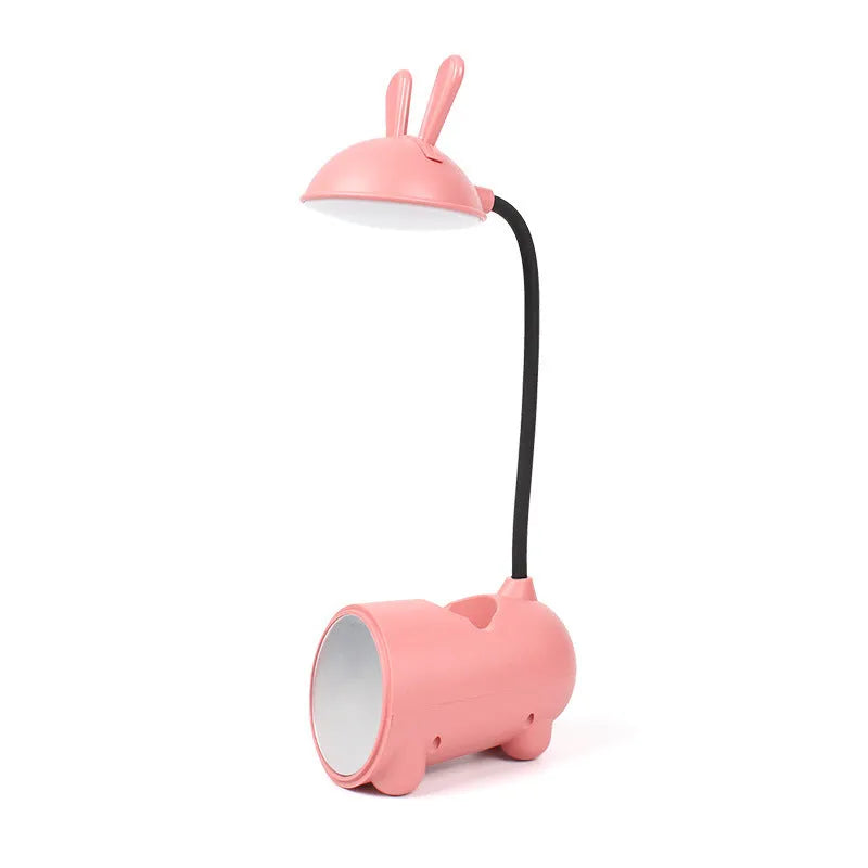 Cartoon-style USB desk lamp with integrated pen container in modern simplicity design
