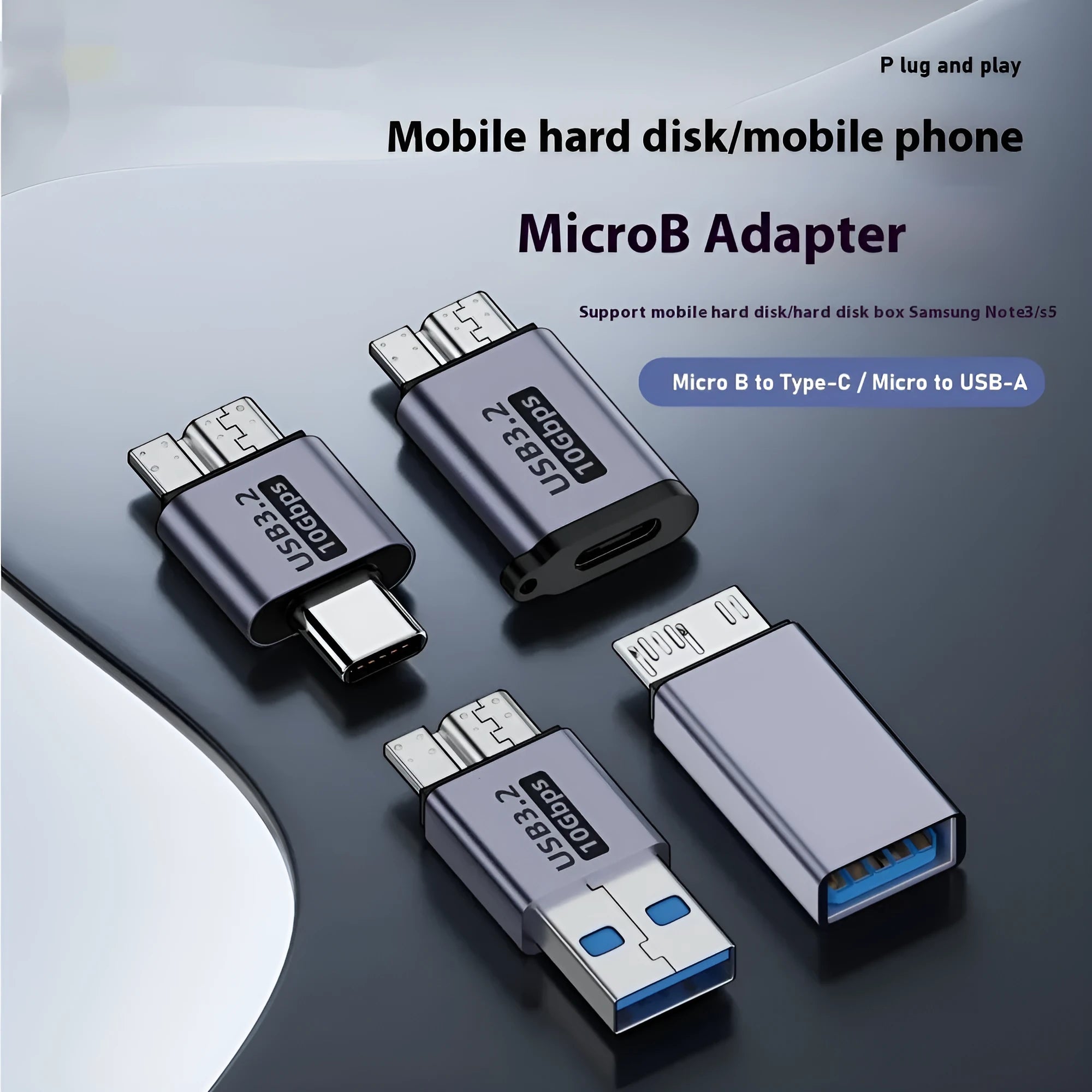 USB AM male to Micro-B male adapter connector for hard drives and phones