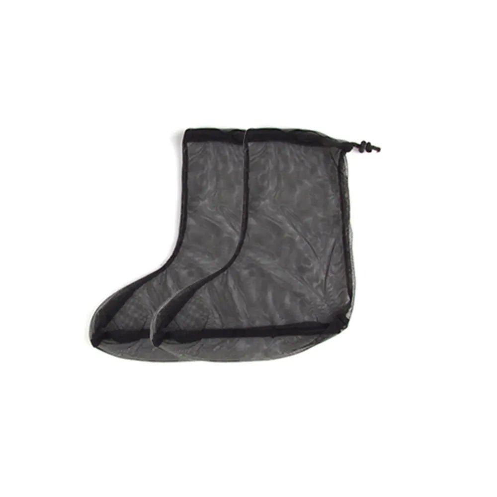 Four-piece anti-mosquito suit with hooded top, pants, and booties for outdoor summer activities