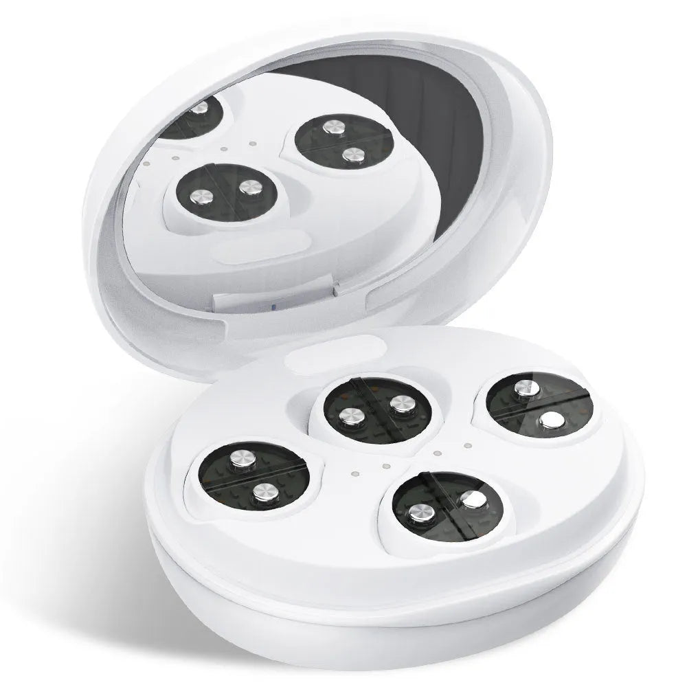 White wireless red light EMS facial beauty device for eye and face massage treatments