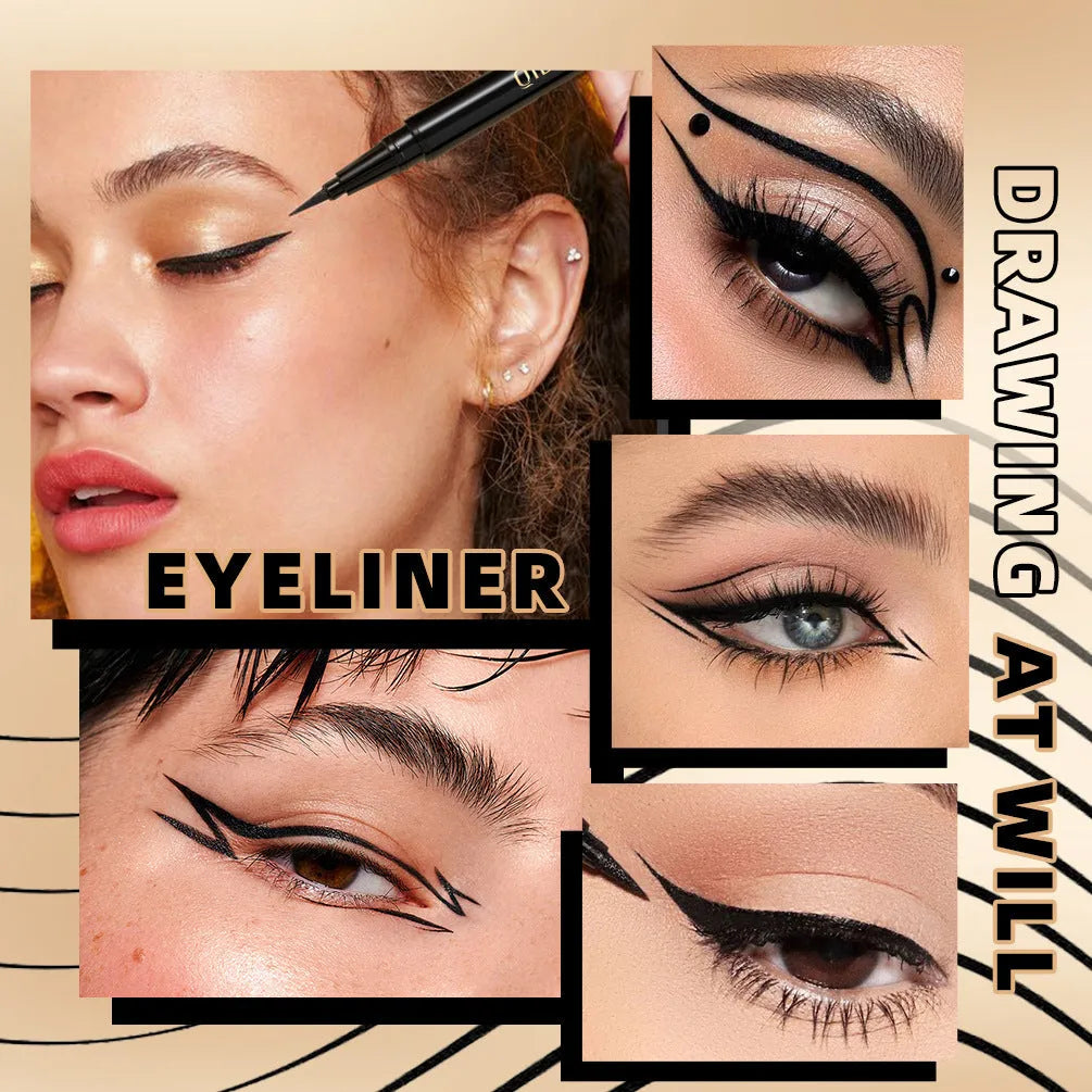 Black liquid eyeliner pen with waterproof smudge-proof quick-drying formula