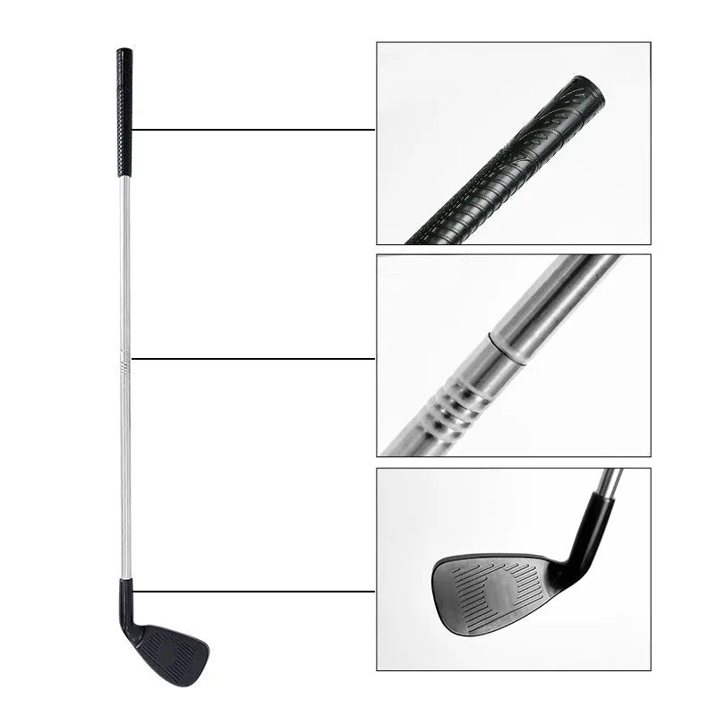 Parent-child metal golf club set showing adult and children's versions for outdoor sports practice