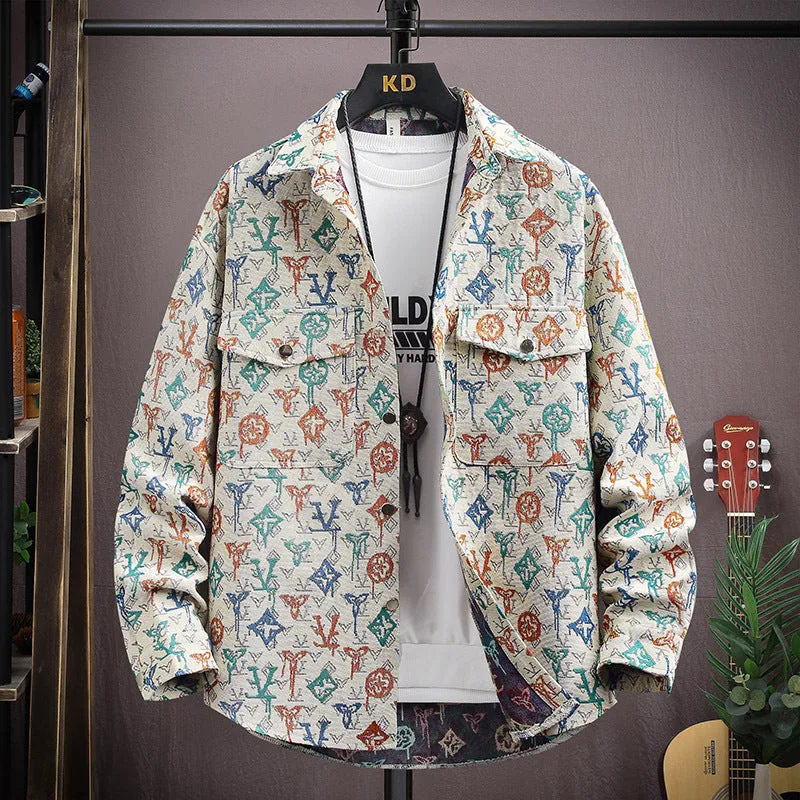 Women's casual lapel shirt coat in a colour option, showing long sleeves and straight hem design.