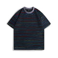 Women's loose fit striped t-shirt with half sleeves and round neck collar in multiple colour options