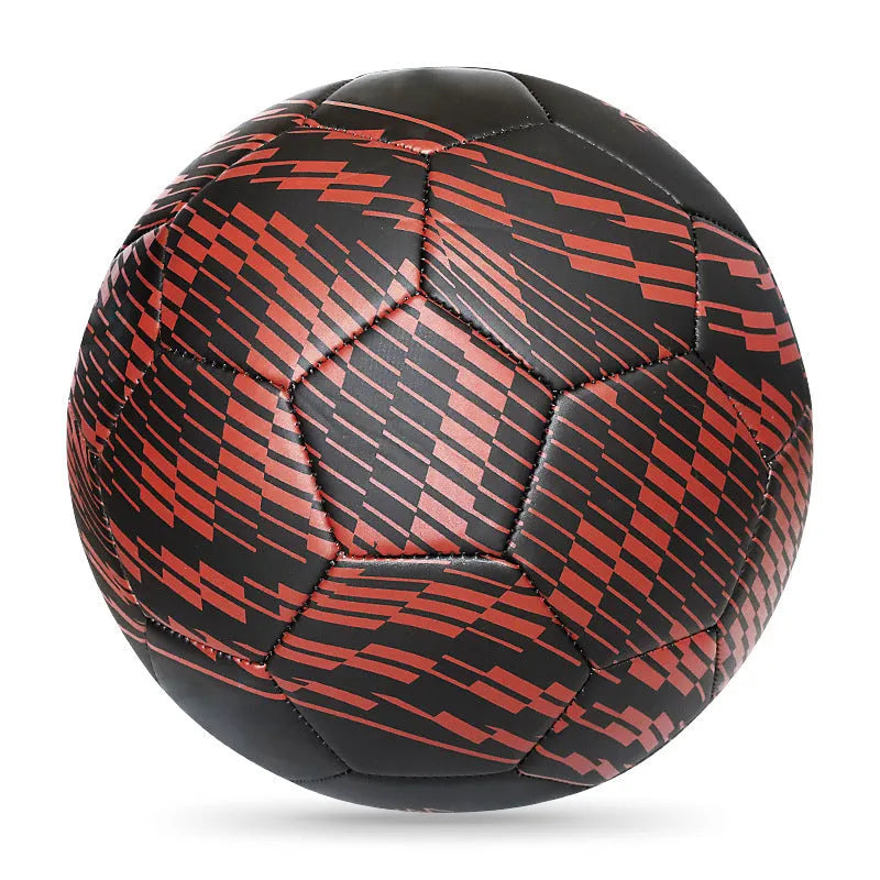 PVC machine-sewn training football in multiple sizes and colour designs including Red Dragon Roll and Tornado patterns