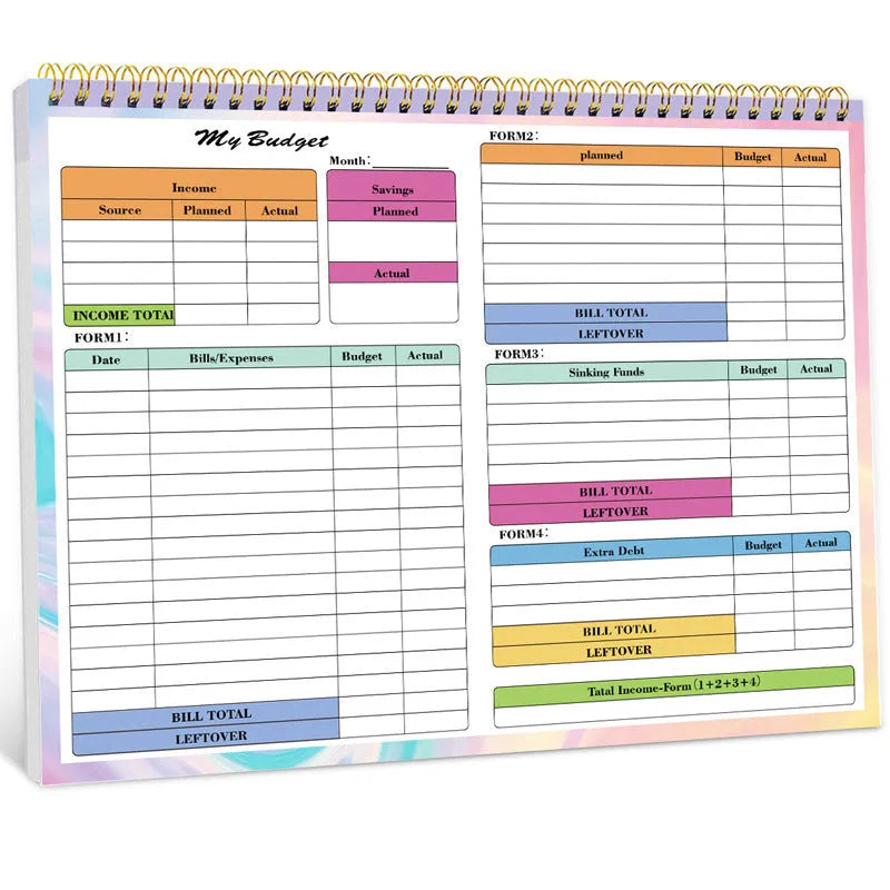 B5 budget tally notebook with spiral binding for financial tracking