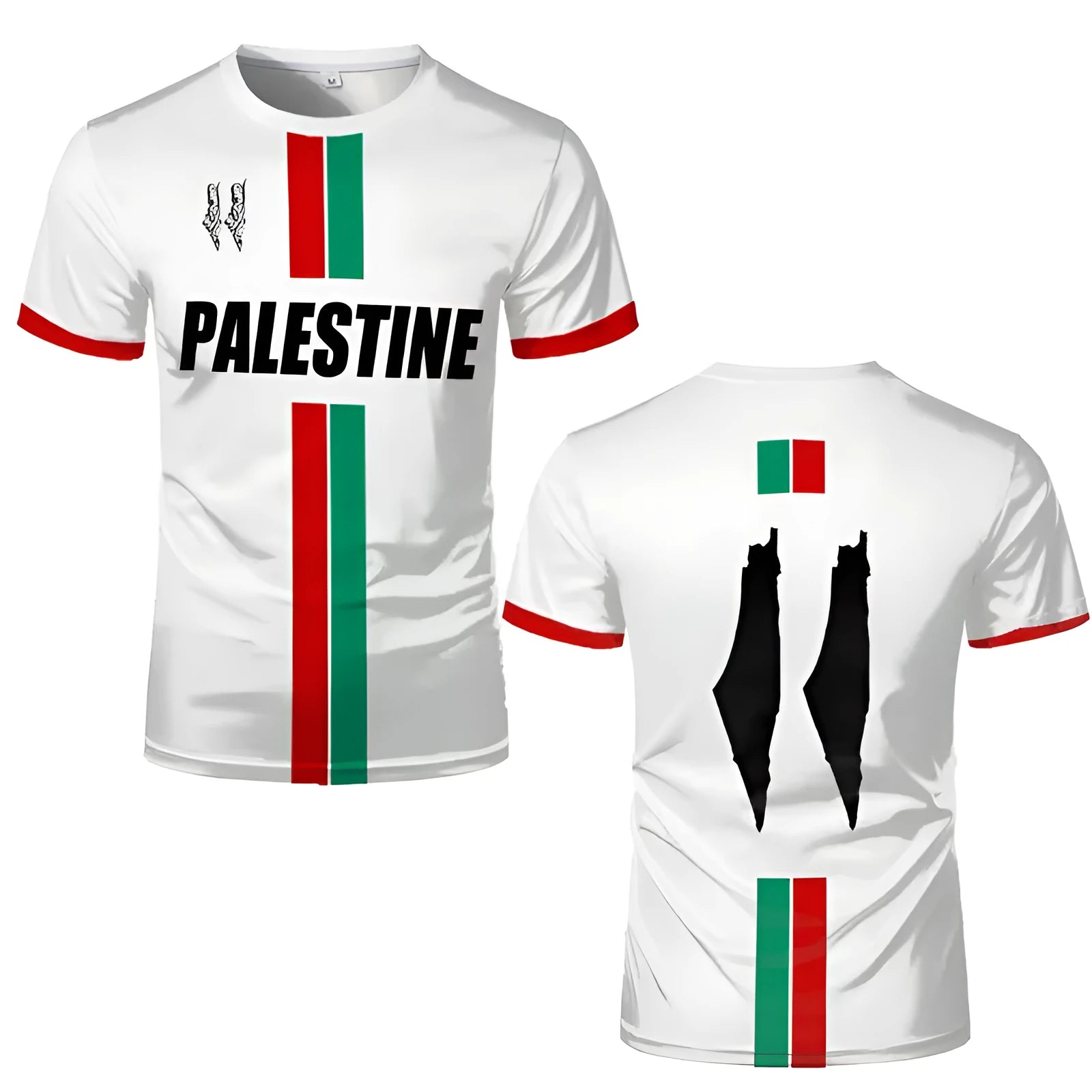 Black and white football t-shirt with 3D printed graphics, half sleeves, spandex fabric